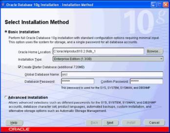 oracle10g installation